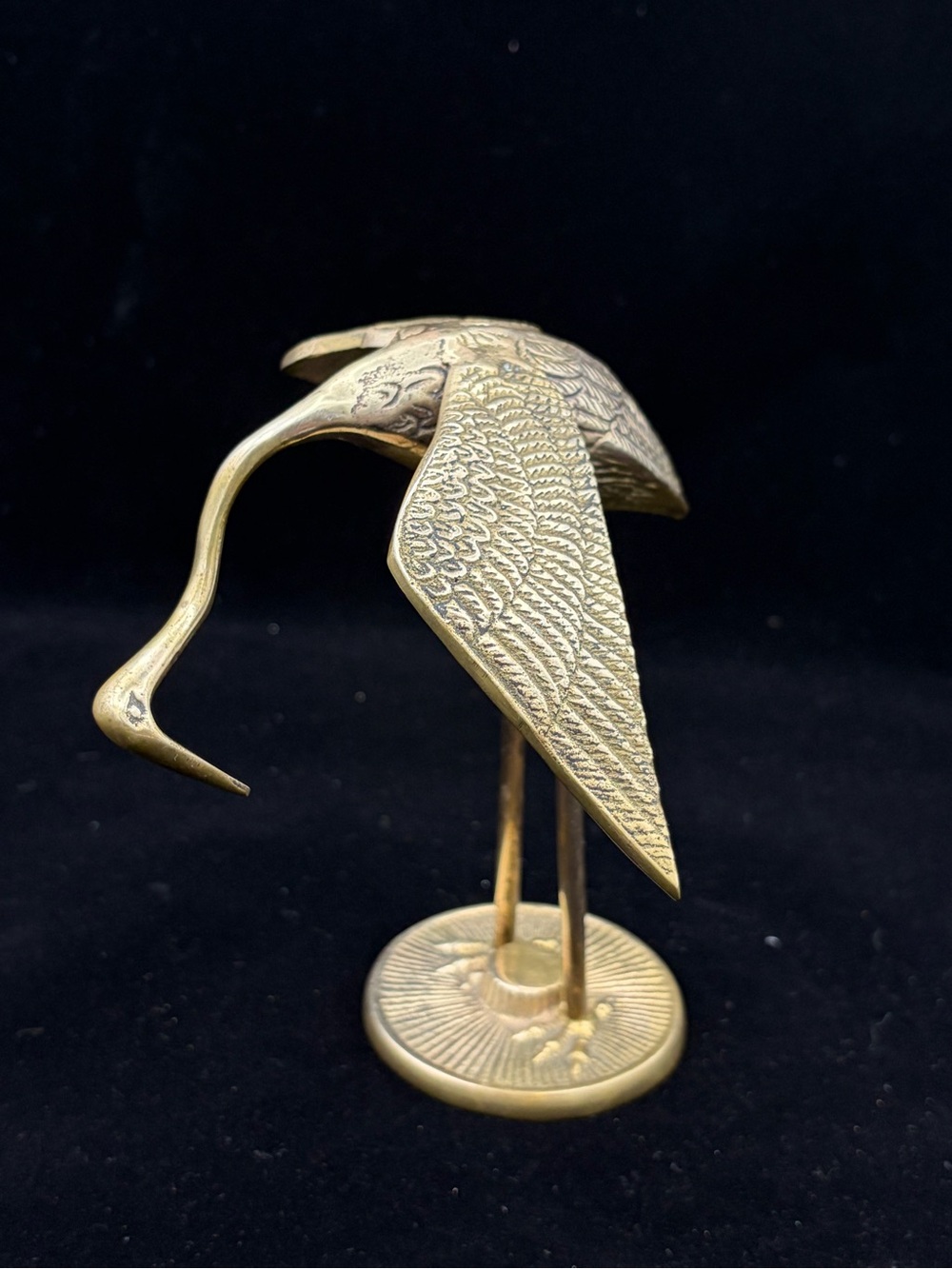 Vintage Brass Mid Century Crane/Egret Heron Statue Figurine